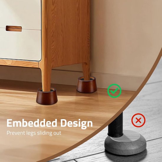 Houten Meubelverhogers - 6,5 cm Verhoging voor Bank, Tafel en Meer (4 Stuks) van Houten — afbeelding 5