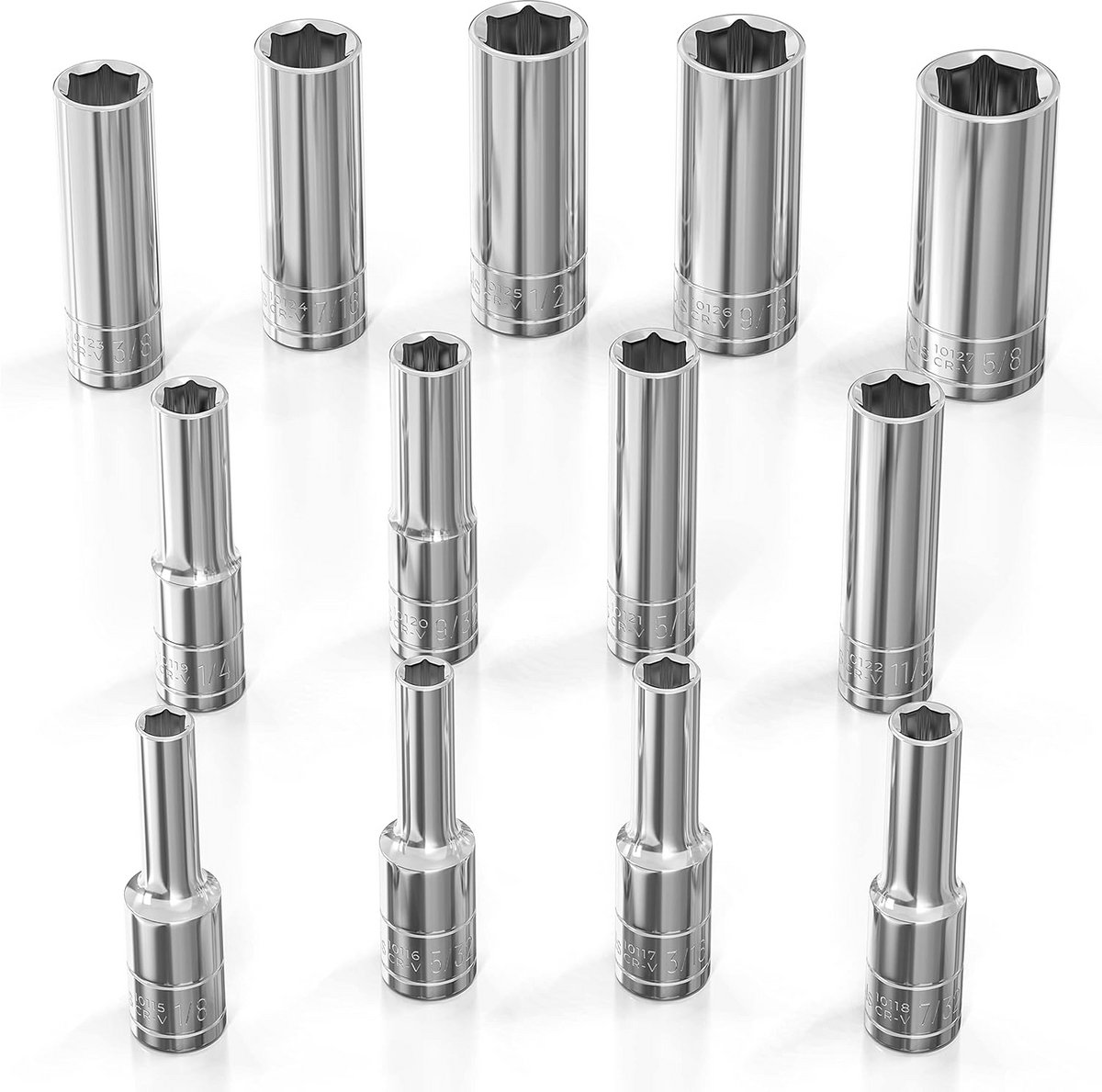 1/4" Ringsleutel Set (13 Delig) - Diepe Dopbits - SAE / Imperiale Maten