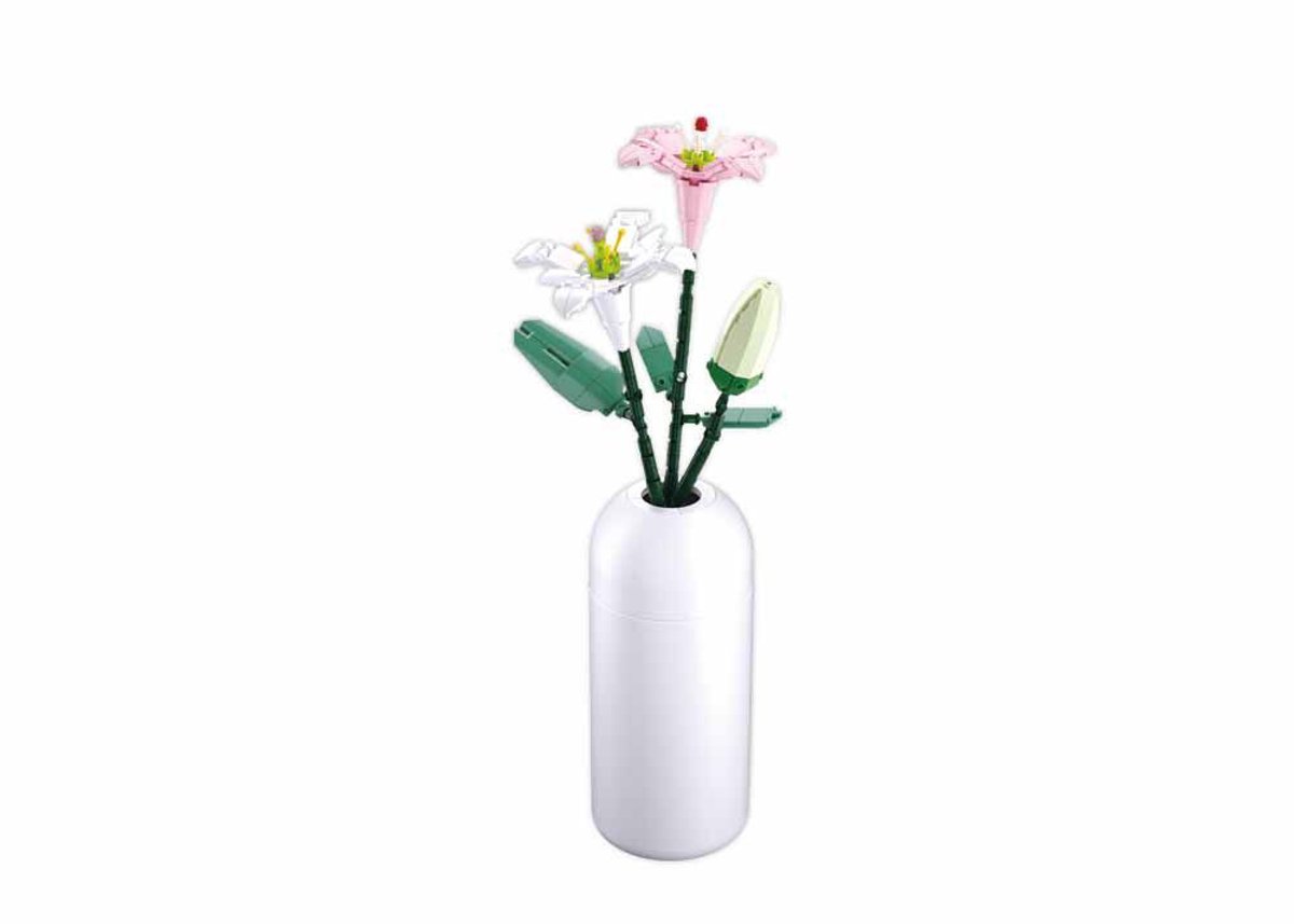 Sluban Flowers Lelies in Vaas bouwspeelgoed vanaf 12 jaar – Constructiespeelgoed modelbouw bloemen decoratie – bouwdoos met 247 bouwstenen – M38-B1101-07