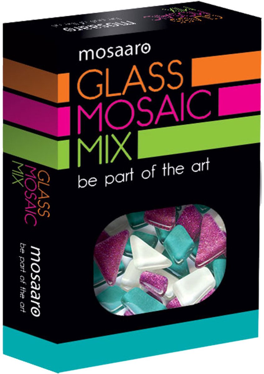 Mosaaro mozaïek speelgoedset mix wit turquoise glitter paars creatief.