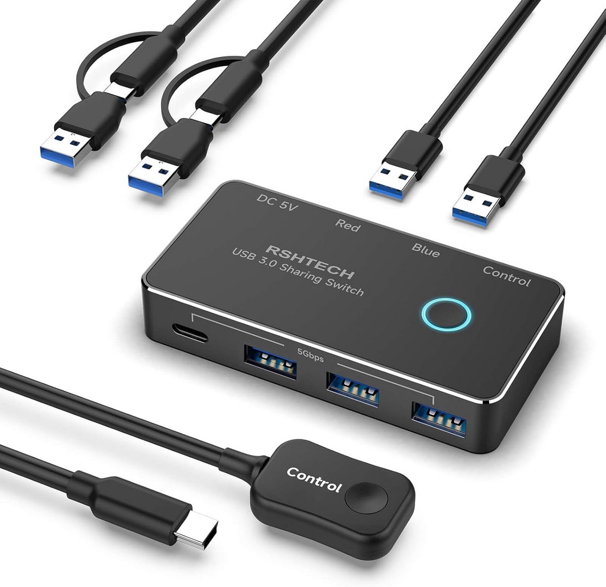 KVM Switch 2 Poort USB voor 2 PC's - Eenvoudig Schakelen Monitor, Toetsenbord, Muis