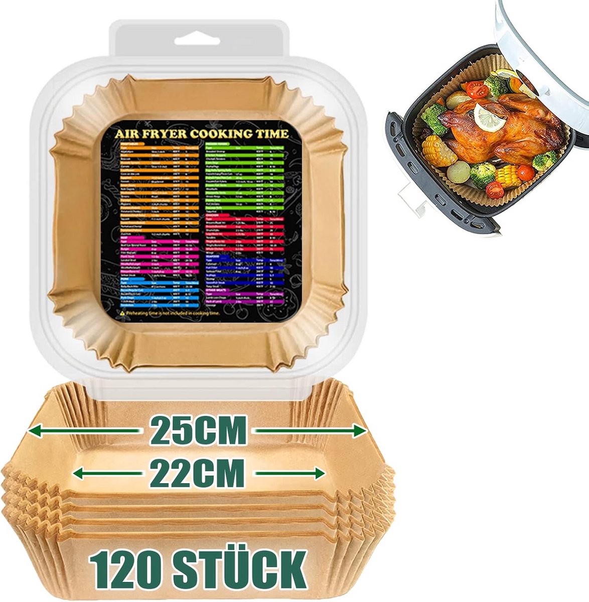 400 Stuks Airfryer Bakpapier Vierkant 20 cm - Antiaanbak Vellen voor Airfryer & Oven