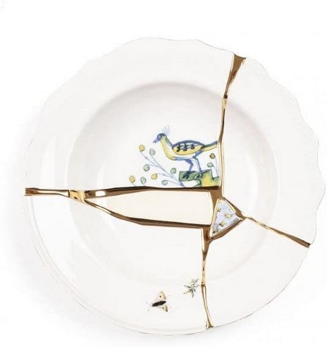 Diepe Porseleinen Kom met Gouden Rand - Elegant Servies