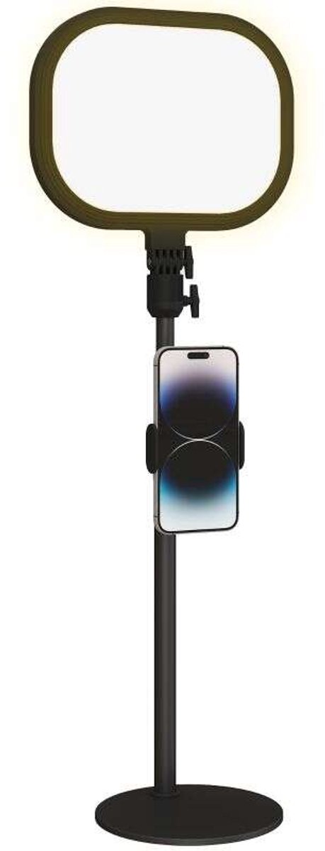 Daity Selfie-invullicht, geschikt voor videoconferenties, dimbare bureaulamp met telefoonhouder, 5 kleurmodi en 10 helderheidsniveaus, geheugenfunctie, geschikt voor thuiswerk, video-opnames en videogesprekken, zwart.