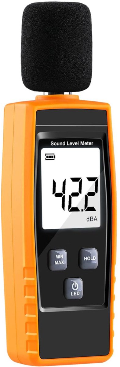NBAP® Professionele Decibelmeter - DB Meter - Geluidsmeter Inclusief Batterijen - Oranje