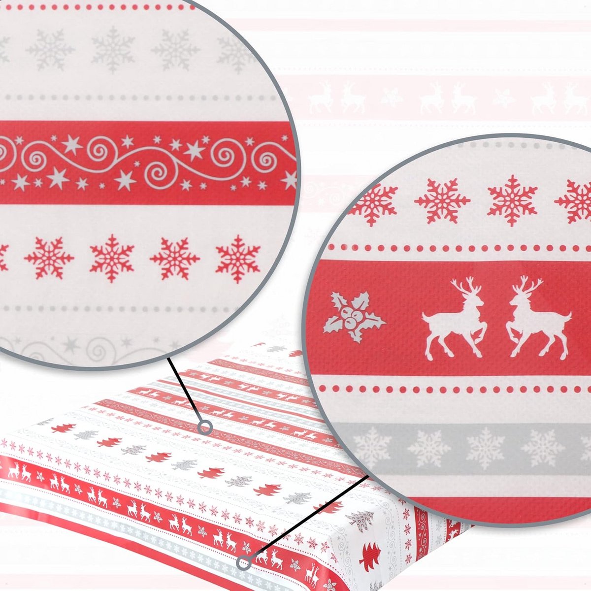 4x Wasbare Kersttafelkleden Set met Feestlijk Winter Motief 80x80 cm