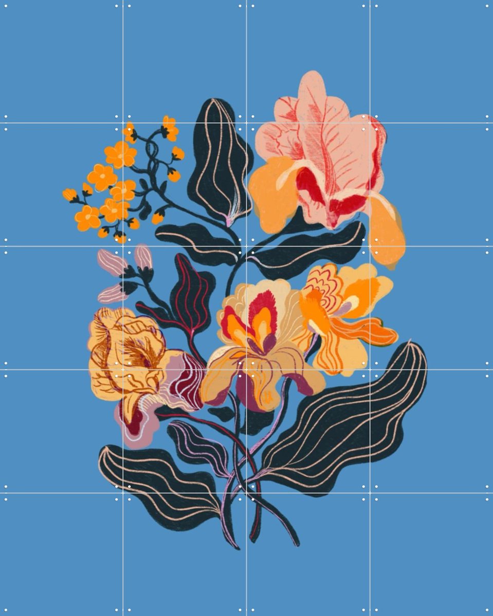 IXXI Iris, Gigi Rosado - 80 x 100 cm - Gratis ophangtool - Grote wanddecoratie en posters - Kleurrijk, Illustraties, Grafisch Ontwerp, Speels