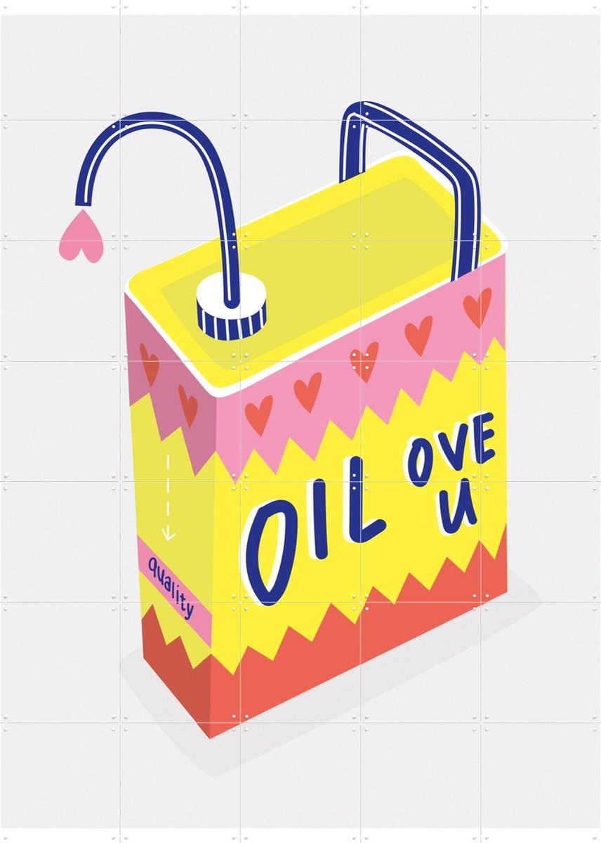 IXXI Oil Ove U, Jetske Kox - 100 x 140 cm - Gratis ophangtool - Grote wanddecoratie en posters - Kleurrijk, Grafisch Ontwerp, Speels, Illustraties,