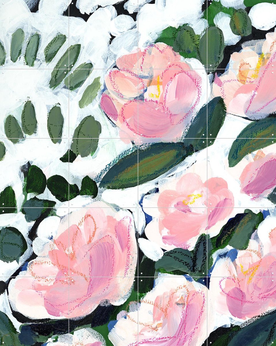 IXXI Pink Blooms, Green Barn Studio - 80 x 100 cm - Gratis ophangtool - Grote wanddecoratie en posters - Kleurrijk, Bloemen
