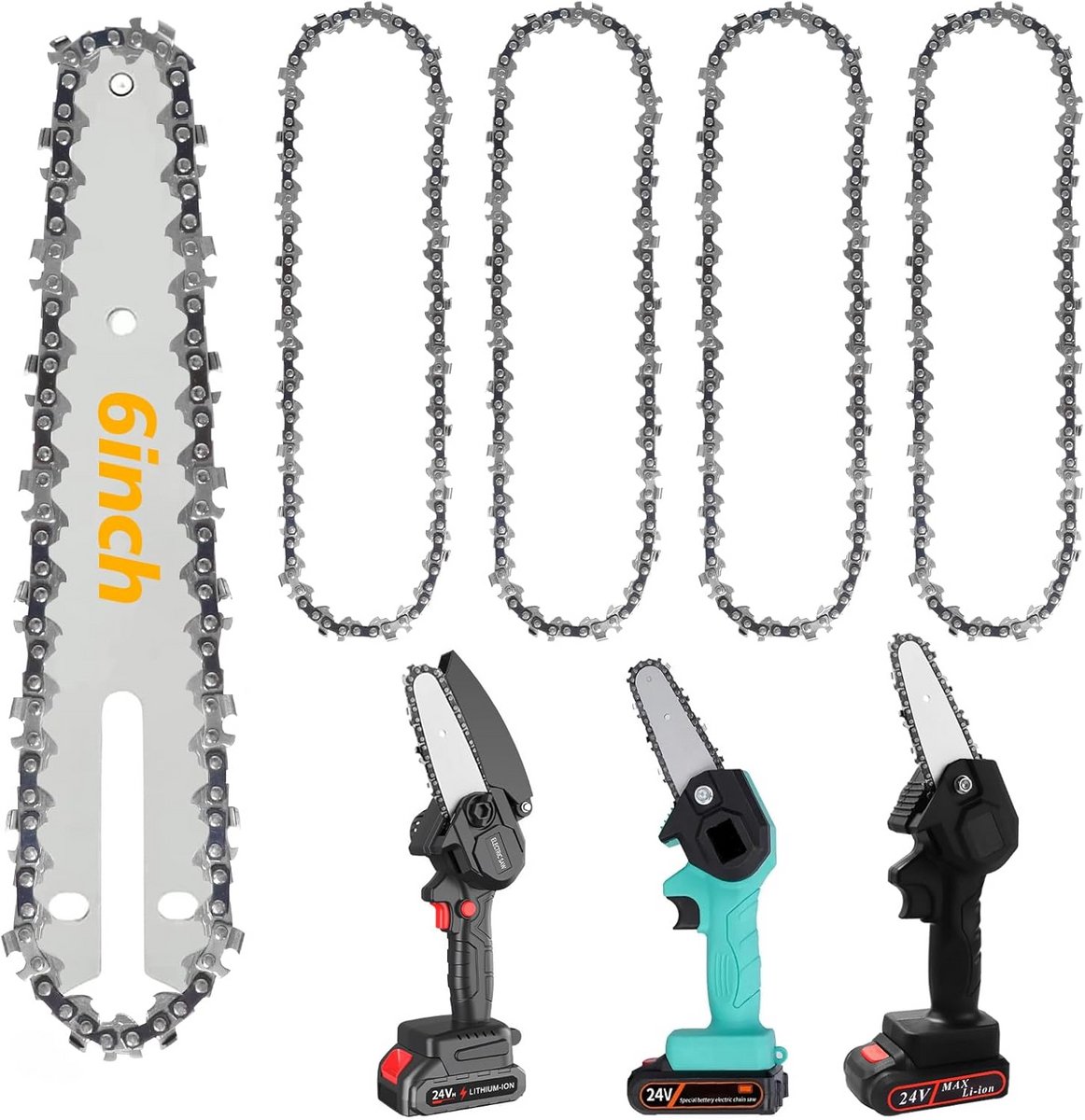 4 Stuks Reserve Zaagkettingen voor 6 Inch Elektrische Mini Kettingzagen