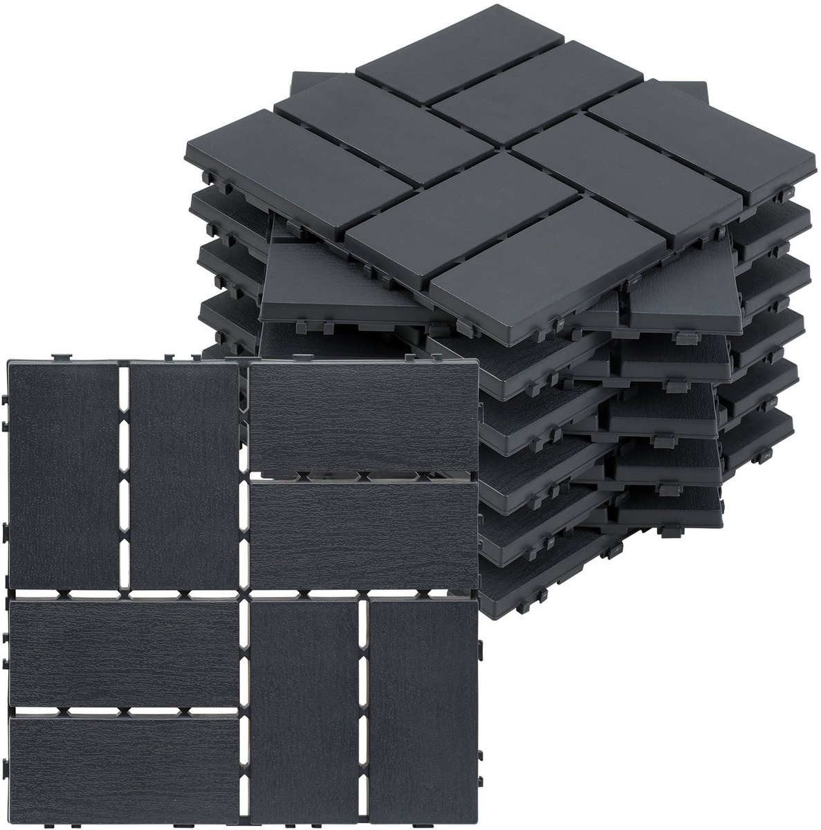Kunststof vlondertegels antraciet – 30x30 cm, 99 stuks (9 m²), eenvoudig kliksysteem