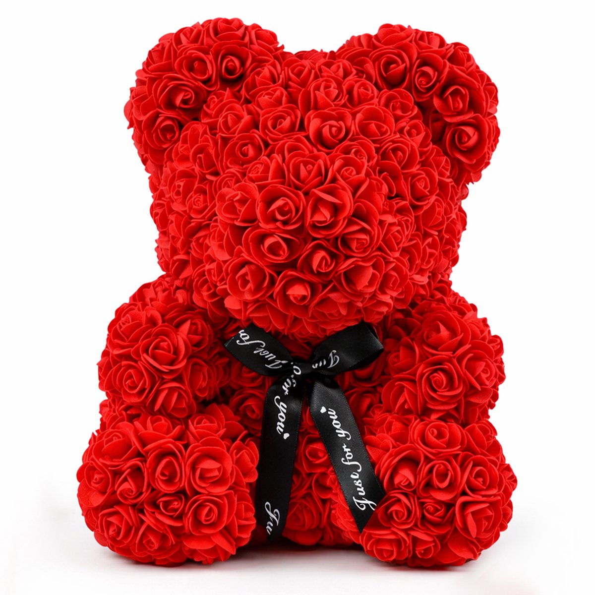 Happy Holidayz Rode Rozen Moederdagbeeer XXL - 38 cm - Moederdag - Roos Teddybeer - Moederdagcadeau - Perfect Moederdag Cadeau voor haar - Moederdagcadeau voor haar