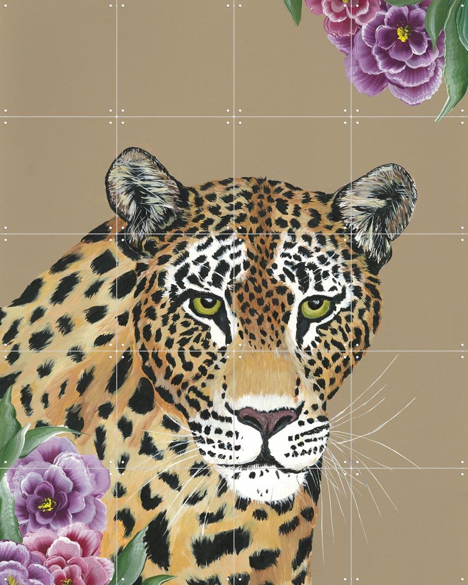IXXI Wild Bloom, Lens en penseel door Myrte - 80 x 100 cm - Gratis ophangtool - Grote wanddecoratie en posters - Illustraties, Realisme, Woonkamer