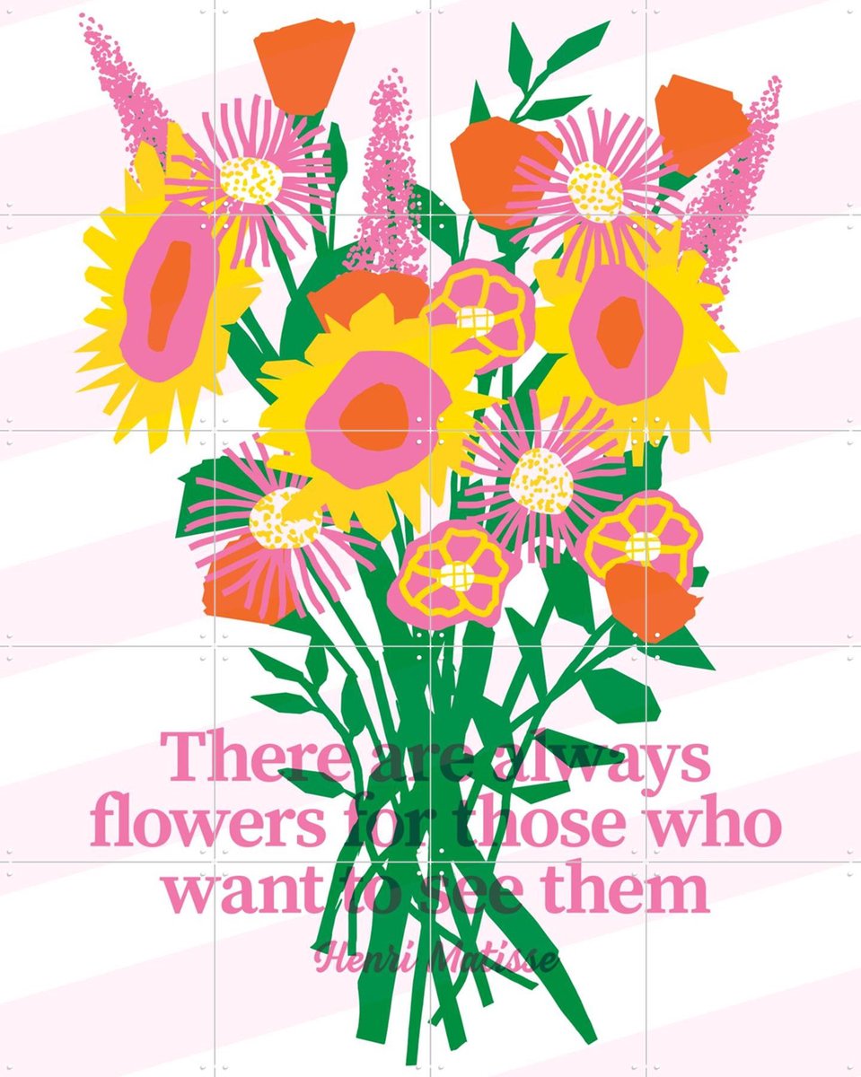 IXXI There are always Flowers, Studio Turbo - 80 x 100 cm - Gratis ophangtool - Grote wanddecoratie en posters - Speels, Kleurrijk, Illustraties