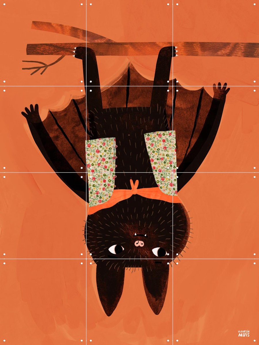 IXXI Vleertje Muis, Aniek Bartels - 60 x 80 cm - Gratis ophangtool - Grote wanddecoratie en posters - Speels, Illustraties, Cartoonesk, Kinderkamer