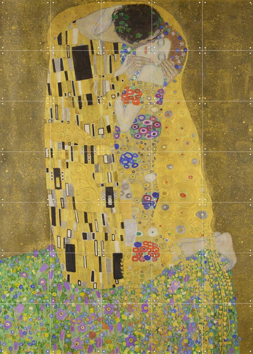 IXXI The Kiss, Gustav Klimt & Bridgeman Images - 100 x 140 cm - Gratis ophangtool - Grote wanddecoratie en posters - Klassiek, Art Nouveau, Olieverf