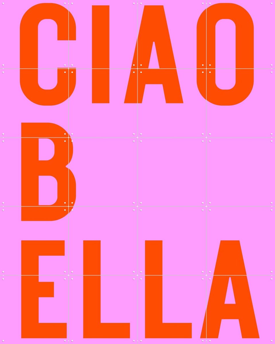 IXXI Ciao Bella Pink, Ohkimiko & Various - 80 x 100 cm - Gratis ophangtool - Grote wanddecoratie en posters - Speels, Grafisch Ontwerp, Typografie