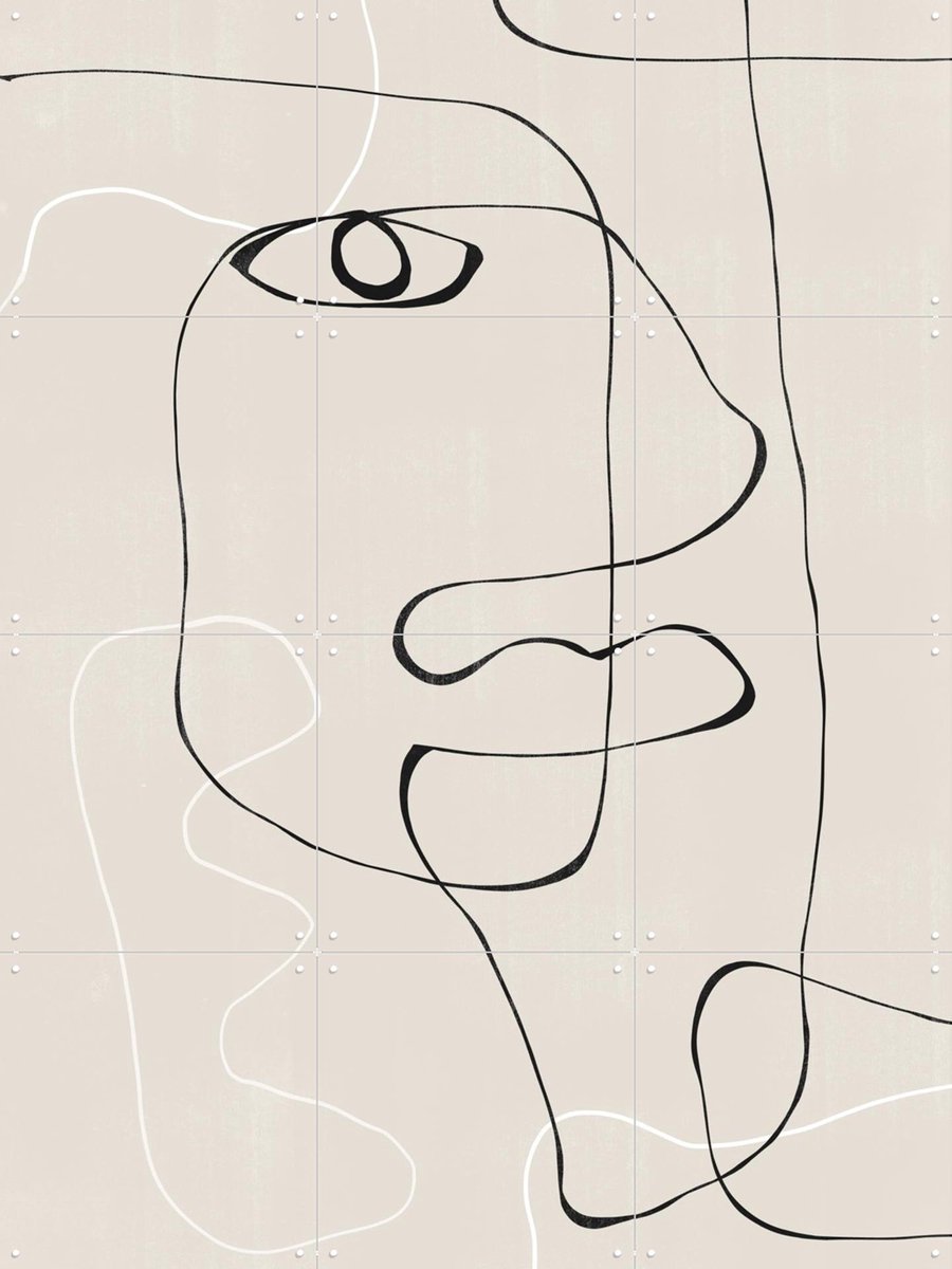 IXXI Abstract Face No1., The Miuus Studio & Various - 60 x 80 cm - Gratis ophangtool - Grote wanddecoratie en posters - Line art, Minimalisme
