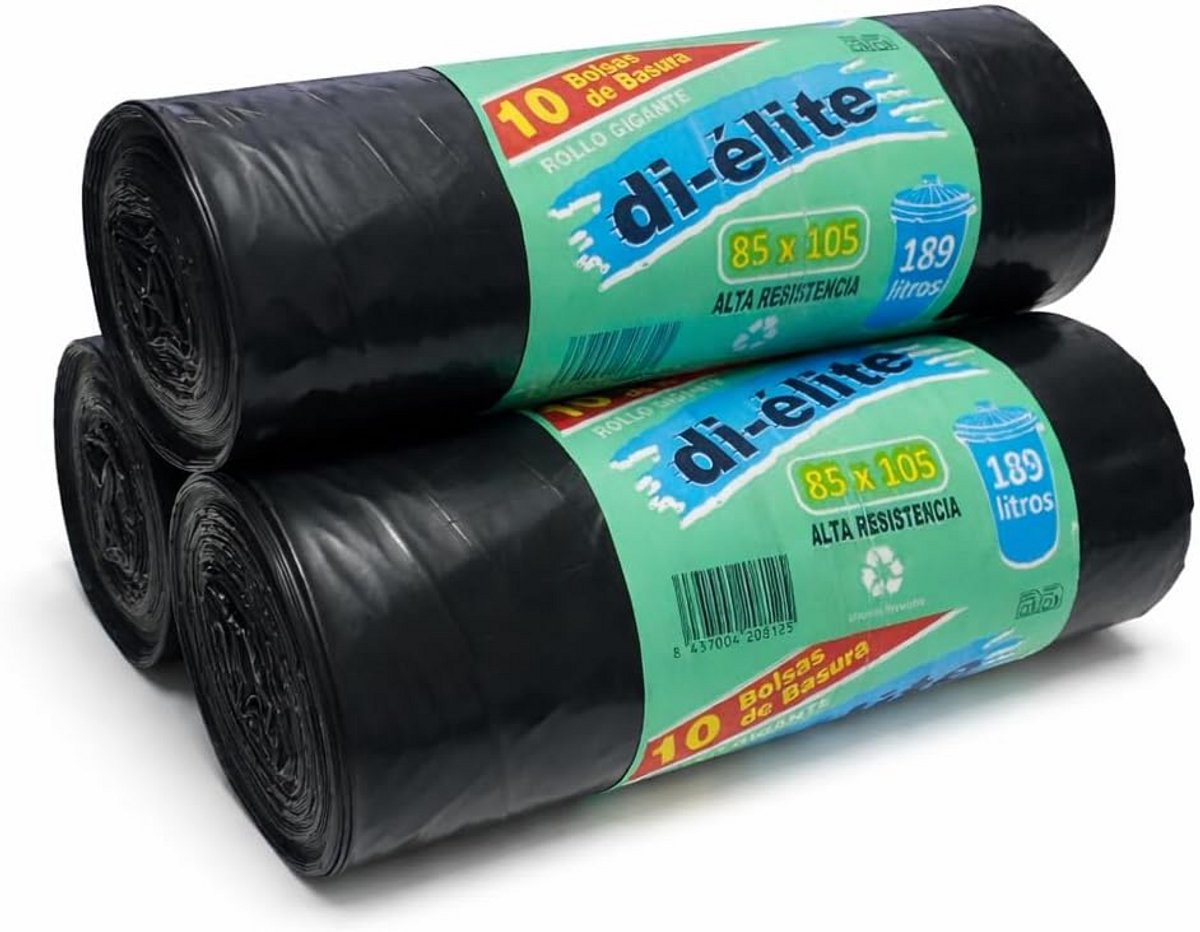 Extra Sterke Zwarte Vuilniszakken 189 Liter (85x105 cm) - 30 Stuks