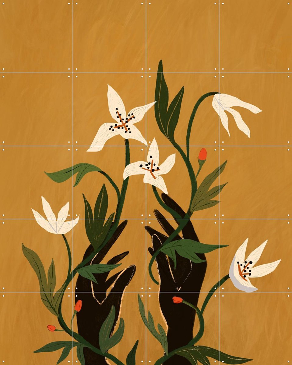 IXXI Tangled, Arty Guava - 80 x 100 cm - Gratis ophangtool - Grote wanddecoratie en posters - Kleurrijk, Speels, Illustraties, Vintage, Woonkamer