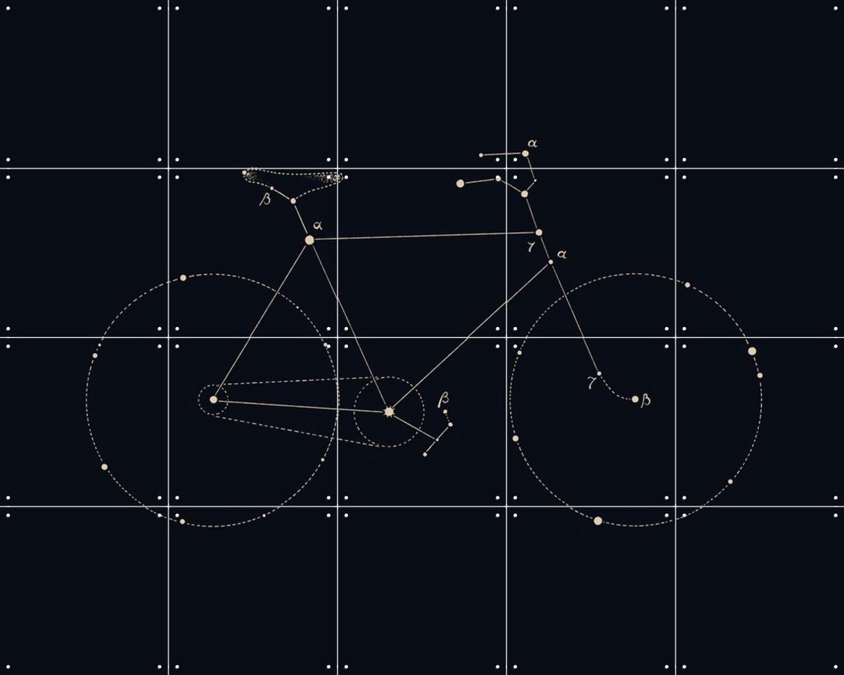 IXXI Bike Star Print, Florent Bodart - 100 x 80 cm - Gratis ophangtool - Grote wanddecoratie en posters - Grafisch Ontwerp, Line art,