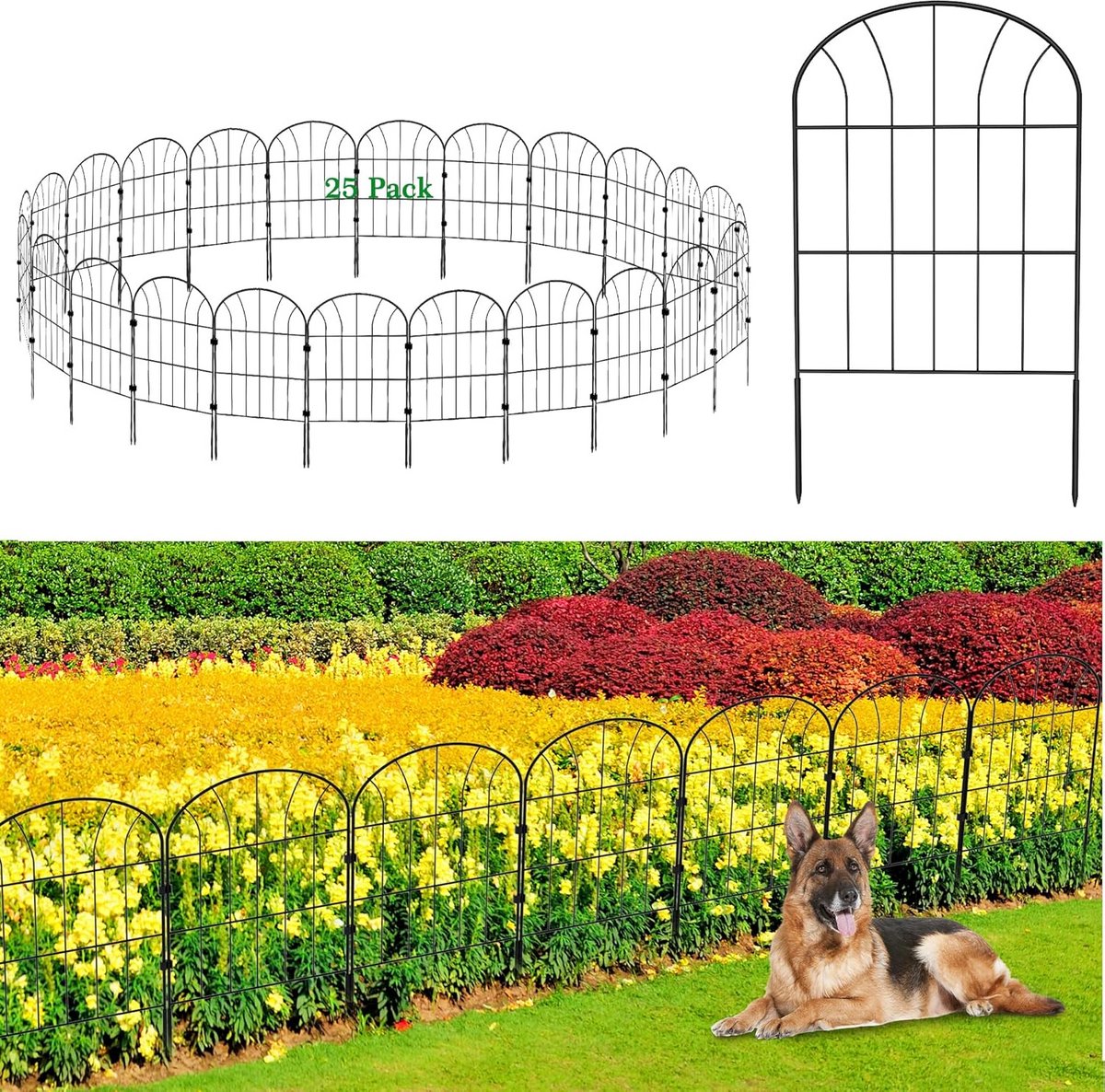 Decoratieve Metalen Tuinafscheiding 25 Stuks Verstelbare Tuinrand voor Bloembedden en Dieren