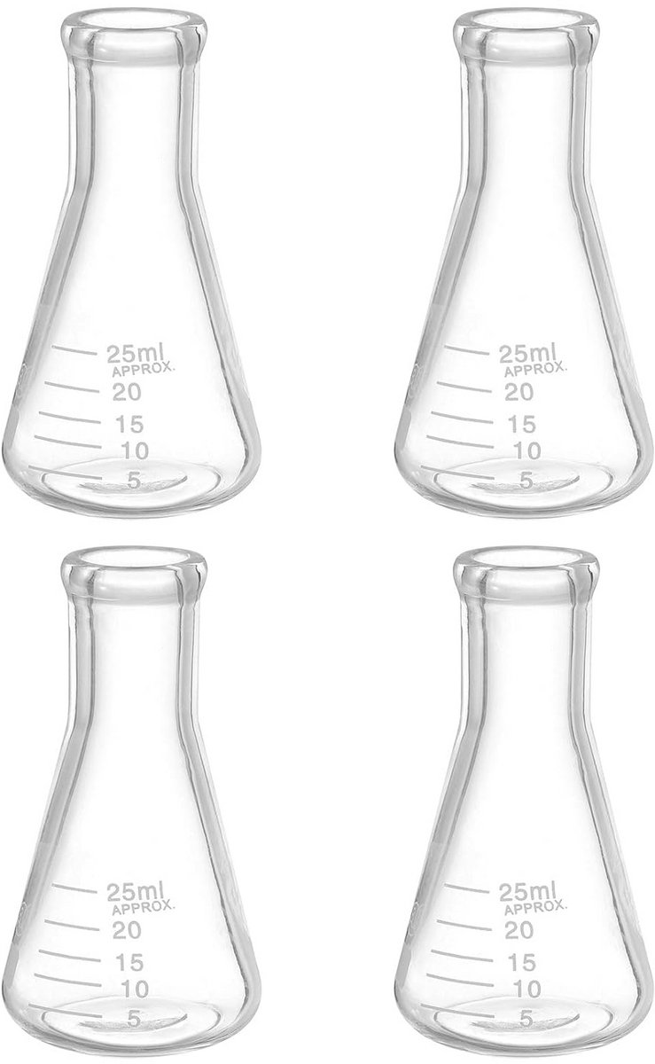 Erlenmeyer Maatkolf 25 ml Smalle Hals Borosilicaatglas Set van 4