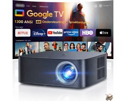4K Projector met Google TV 1200 ANSI Lumen Autofocus & Automatische Keystone Correctie WiFi 6 & Bluetooth Spraakbesturing 1080P Full HD LED Geschikt voor Buiten & Daglicht Plafondmontage Tot 300 Inch Beeldformaat