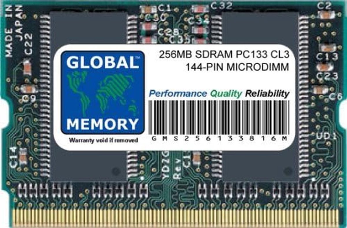256MB MicroDIMM Geheugen RAM 133MHz PC133 voor Laptop