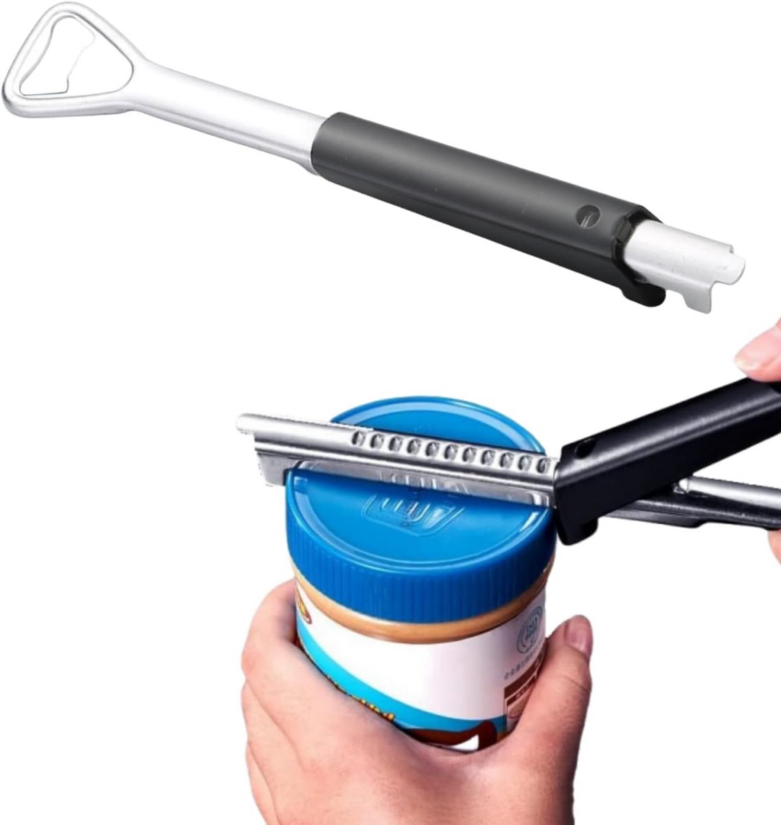 Verstelbare Universele Pottenopener en Flesopener voor Sterke Grip