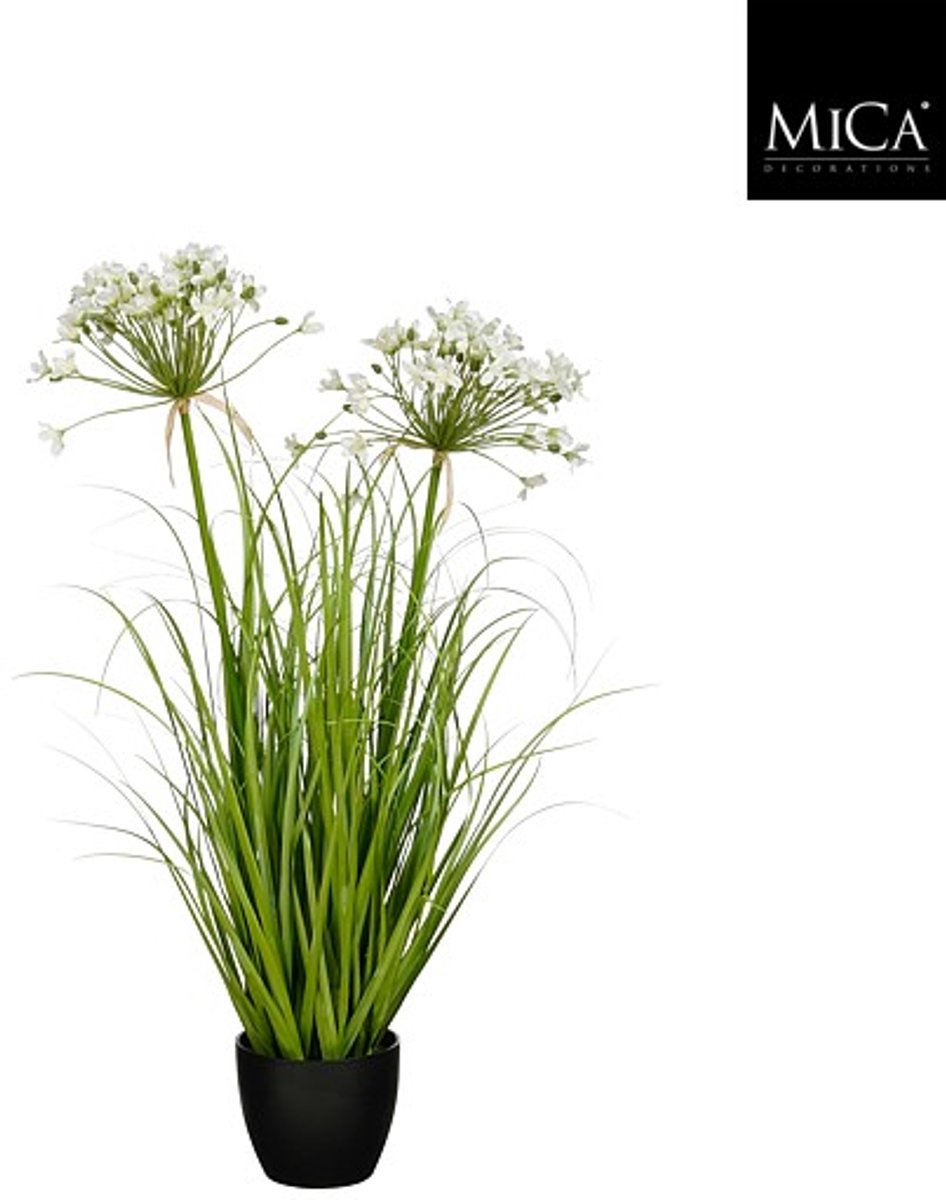 Mica Decorations Allium Ampeloprasum in pot - h80xd25cm - Wit