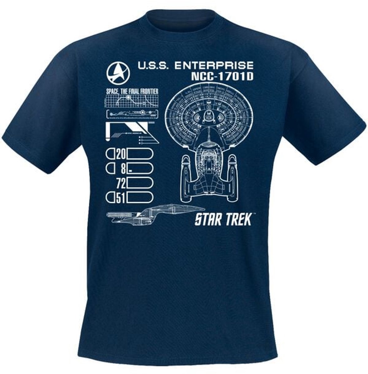 Star Trek Enterprise Heren T-shirt - marineblauw - 3XL