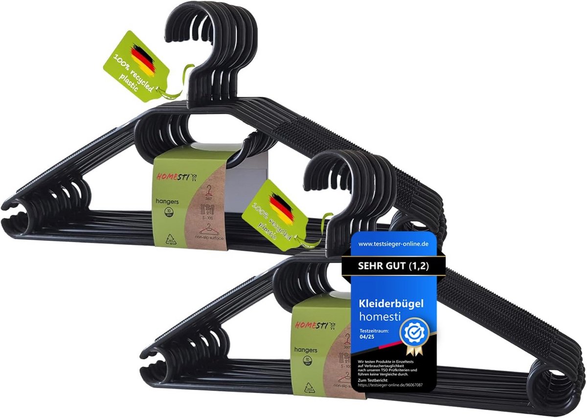 20x Multifunctionele Kleerhangers met Anti-Slip en 360° Draaibare Haak