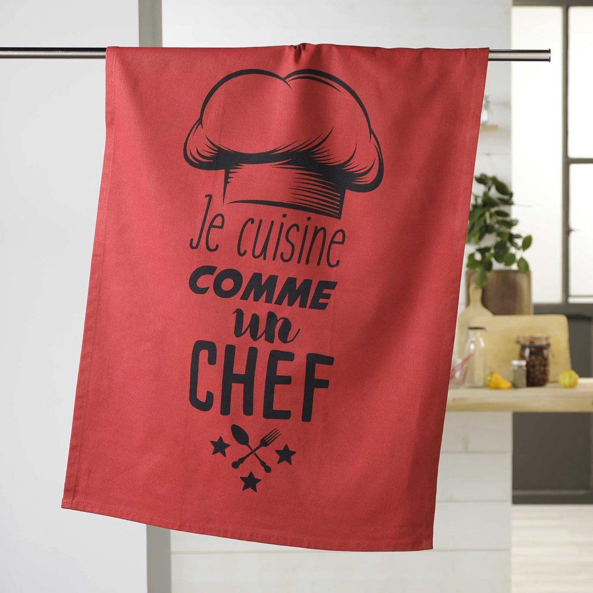 Keukenhanddoek rood 50 x 70 cm - katoenen theedoek rood