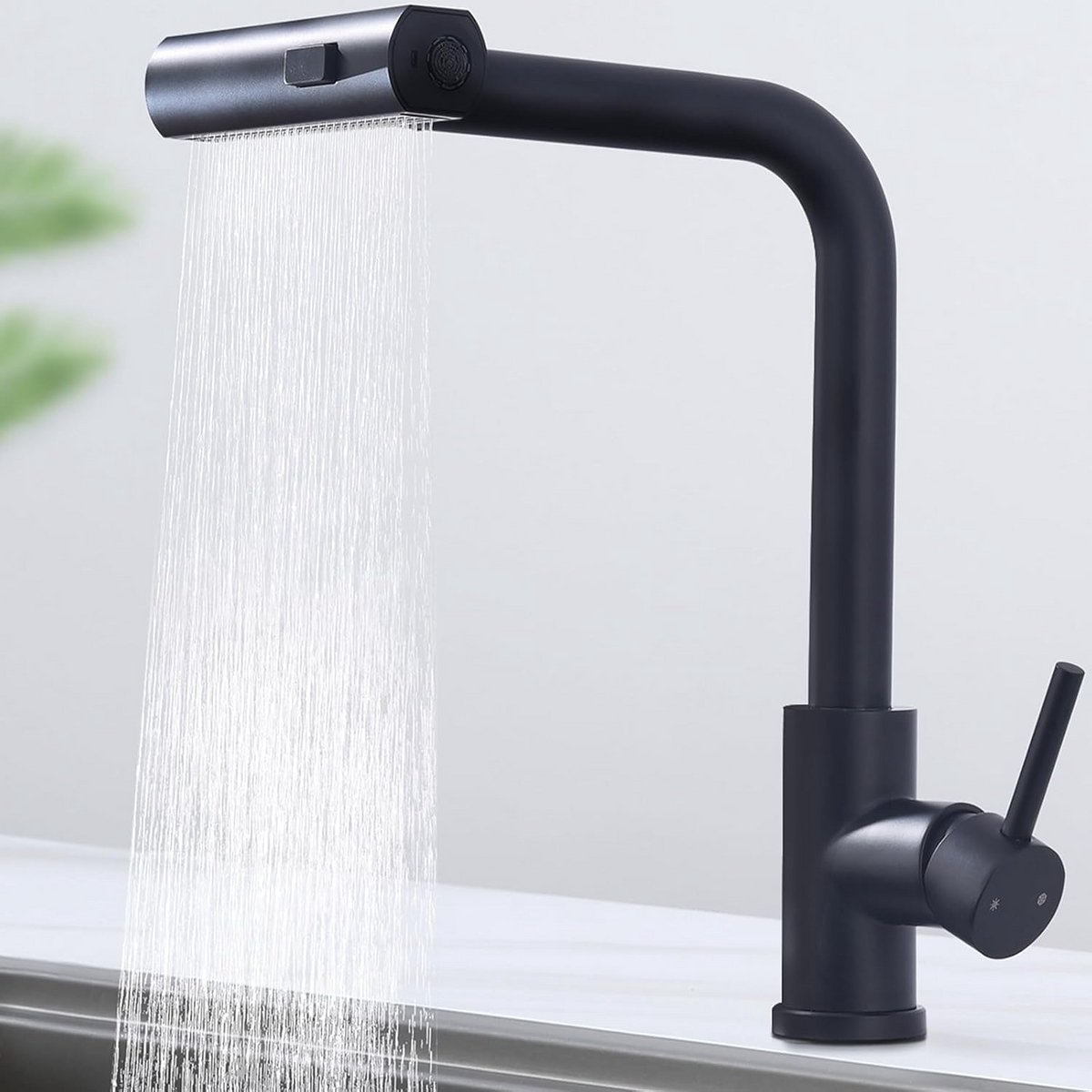 Zwarte keukenkraan met 3 sproeimodi - waterkraan voor optimale gebruikservaring