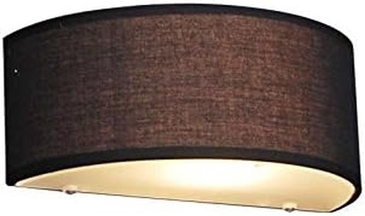 Landle wandlamp half rond zwart 30 cm - stoffen sfeerlamp met E27 fitting - dimbaar up- en