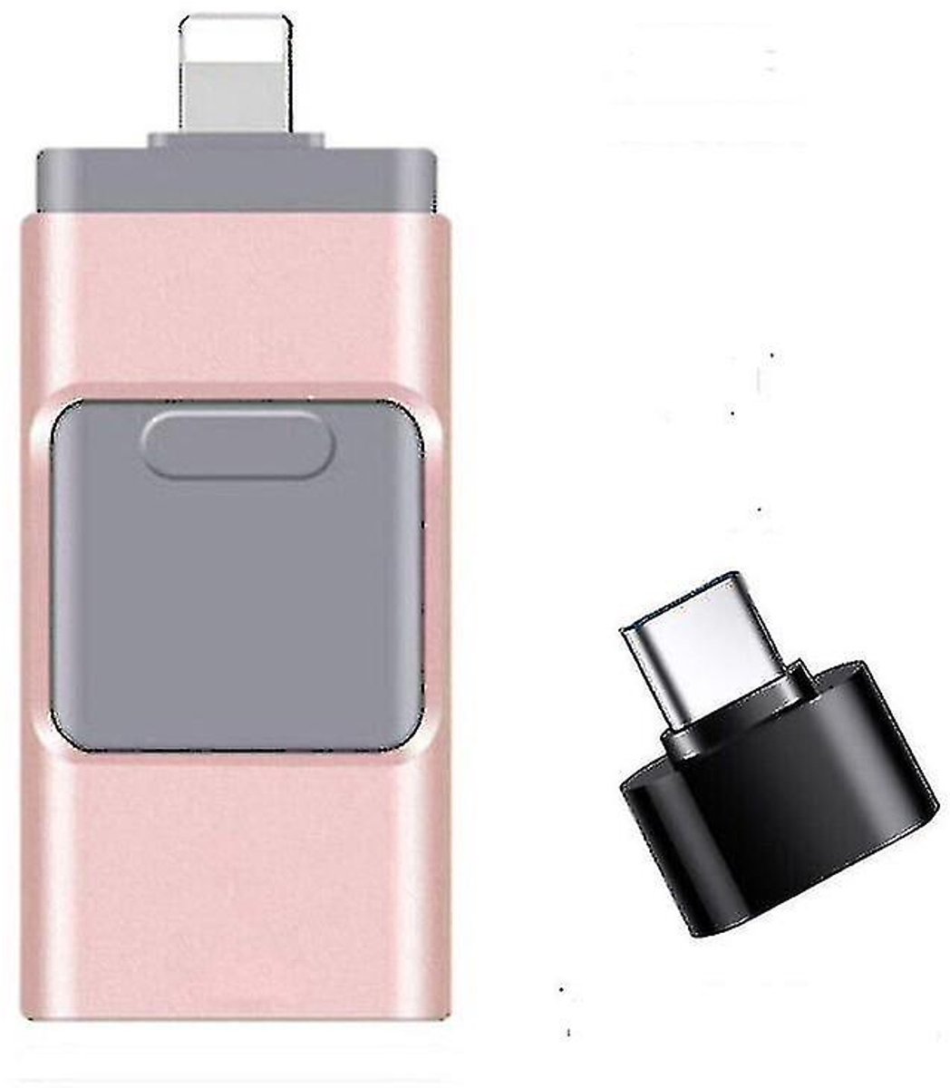 4-in-1 USB-flashdrive/opslagstick voor iPhone, iPad, pc, iOS en Android (64 GB, roze)