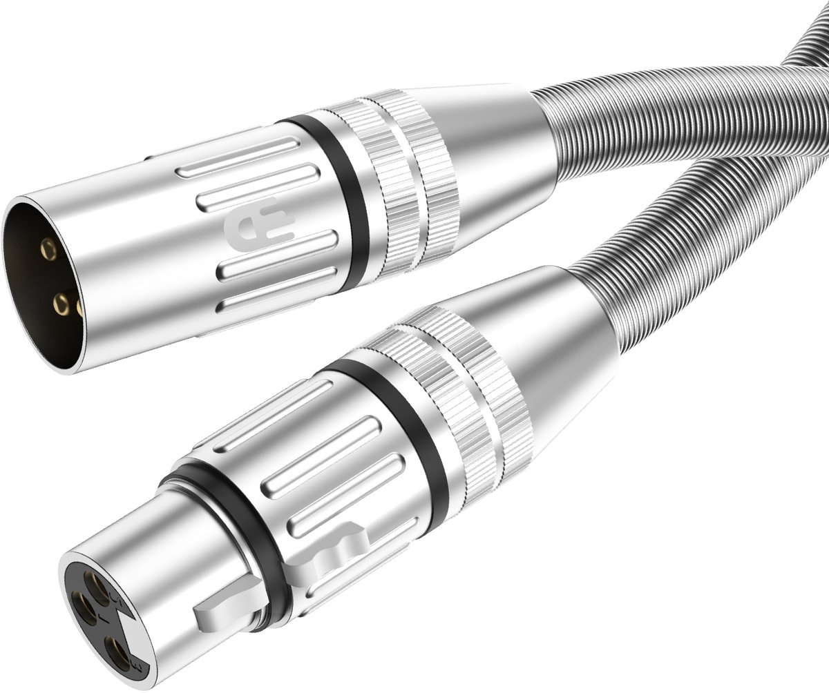 Drivv. Premium XLR Kabel - Microfoon kabel - Mannelijk naar Vrouwelijk 3 pin - 5 Meter - Zilver