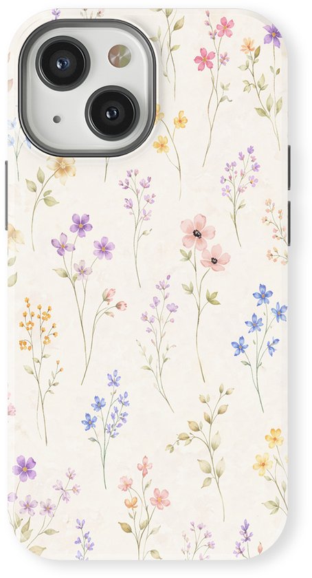 Bloemen Design Hoesje geschikt voor iPhone 13 Mini | Flower Print Tough Case met Mag | Shockproof | Bloemen Motief Backcover geschikt voor iPhone 13 Mini Wildflower Whisper