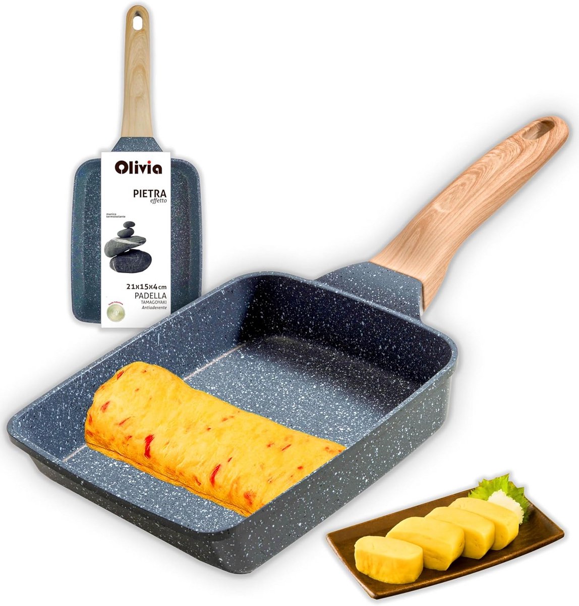 Koekenpan Vierkant voor Japanse Omelet, Anti-Aanbaklaag, 21 cm