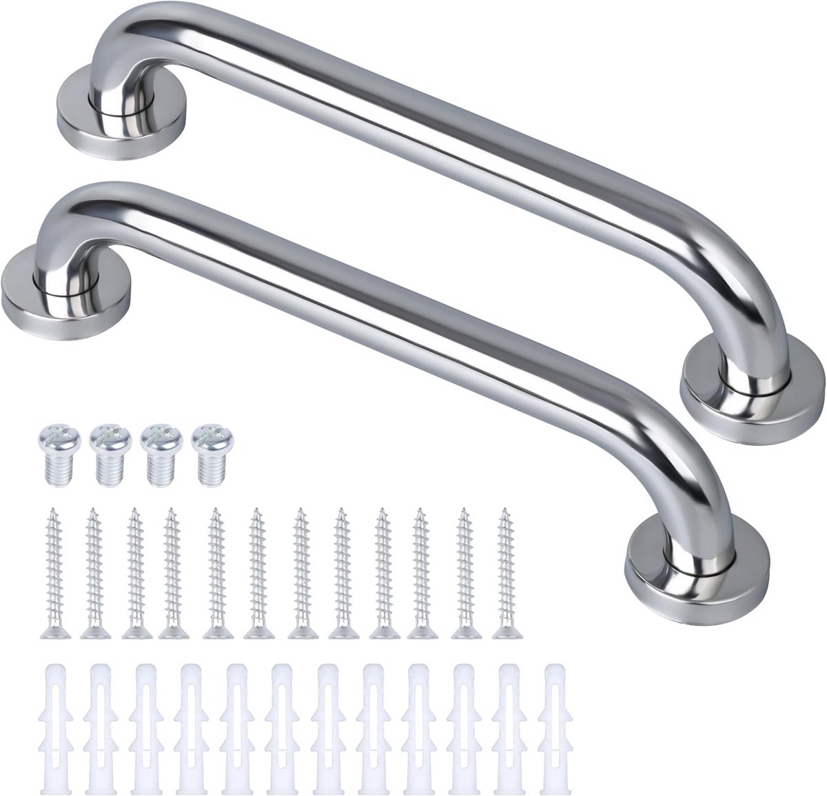 Roestvrijstalen Wandbeugels 2x - 33 cm - Douchehandvat - Handgreep - Anti-rust - Stevig - Handige Beugels voor ondersteuning - Zilver