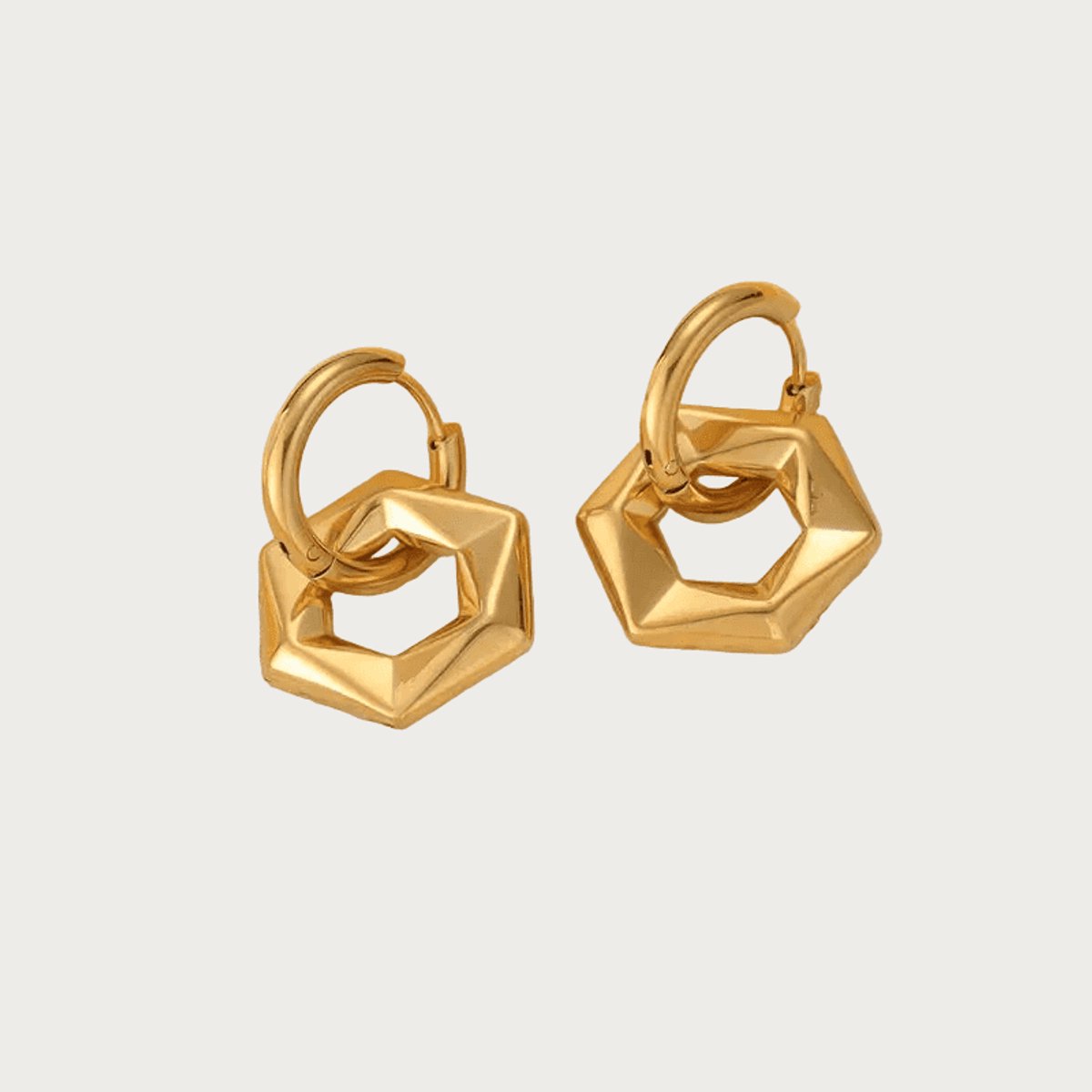 Hexa Drop – Oorbellen – Stainless Steel