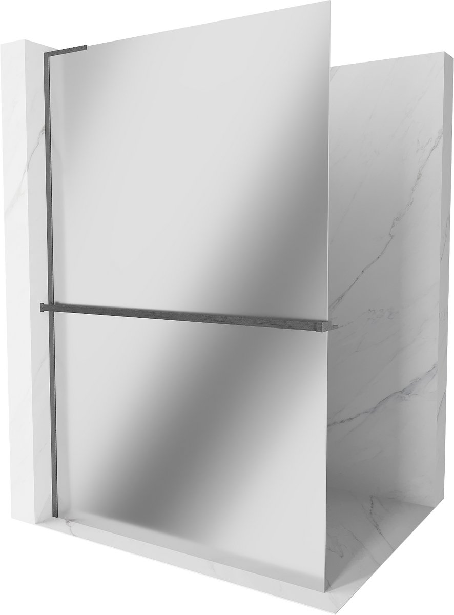 Mexen Kioto+ L douchewand met plank Walk-in 110 x 200 , spiegel, geborsteld geweergrijs - 800-110-123-66-50