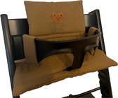 HHHK - Stokke Tripp Trapp Kussenset - Zitkussen en Rugkussen - Bruin met Beertje - Stoelverkleiner - Babyset Kussen -Kinderstoel