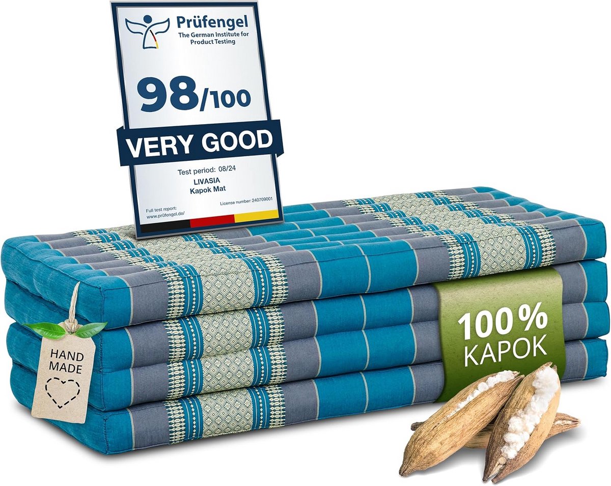 Duurzaam Klapmatras van Kapok 200x110cm - Gastenmatras, Yogamat en Ligstoel