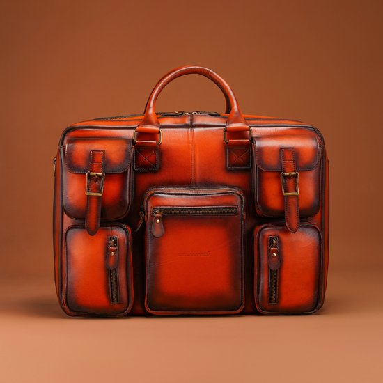 DE LAMASSU® (Kasper) XL Leren Business Tas 17 Inch – Echt Rundleer – Extra Ruim – 180° Openklapbaar – Premium Werk- & Reistas Unisex