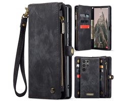 CaseMe Hoesje - Geschikt voor Samsung Galaxy S26 Ultra Hoesje - CaseMe 008 2-in-1 Book Case & Back Cover met Portemonnee - Zwart