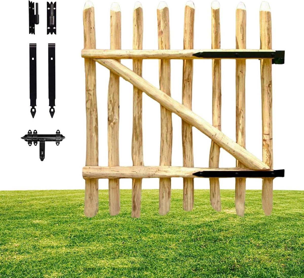 Houten Tuinpoort Hazelnoot voor Schaap- of Picket Fence 70x100cm