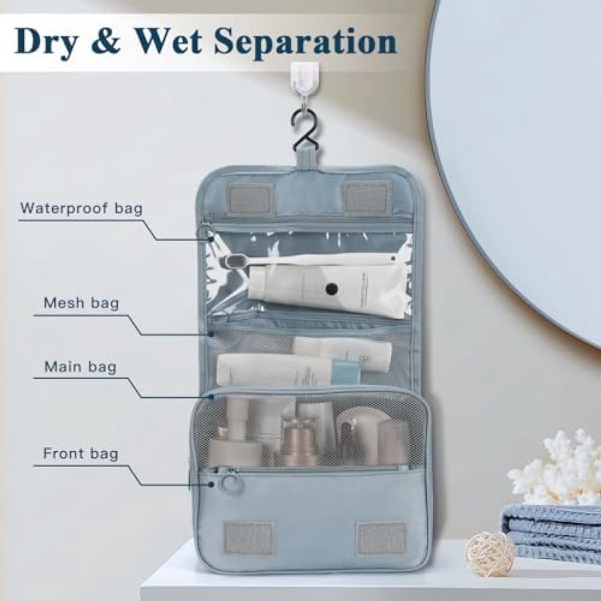 Opvouwbare Hangende Toilettas - Waterdicht en Compact voor Reizen