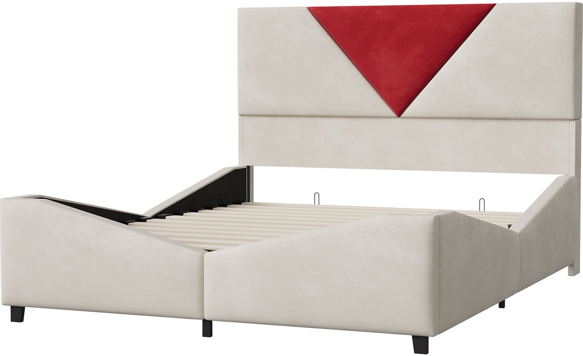 SHOPENTRA Velours Tweepersoonsbed 140x200 cm met LED-vloerverlichting - afbeelding 3